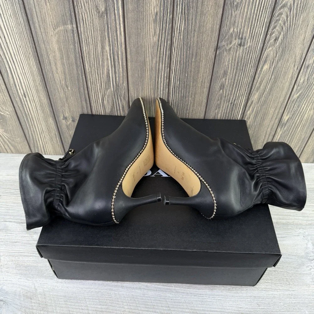 Coach Wynie Bootie C6762 Black Leather Pointed Toe Drawstring Boots Women's 9 B